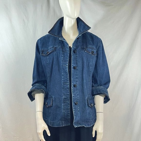 Denim Jacket With Beaded Trim | Jones New York - Picture 1 of 6